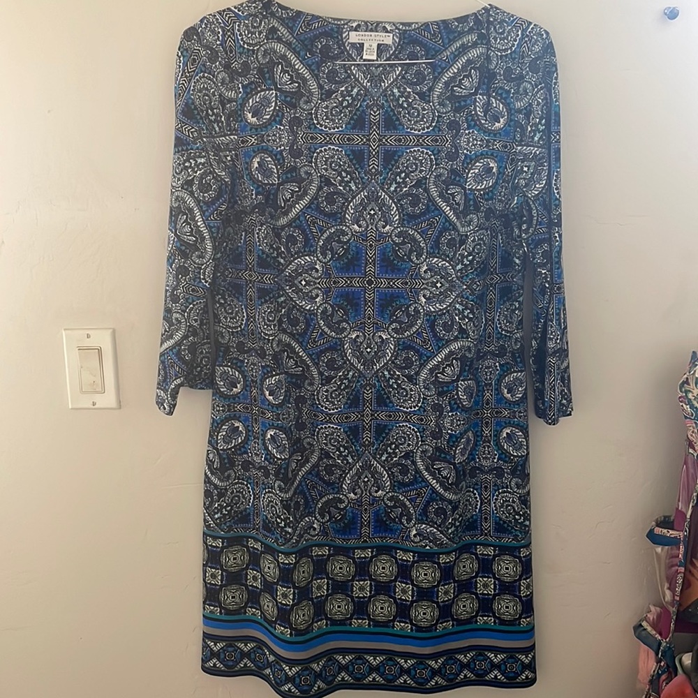 London Style blue paisley dress